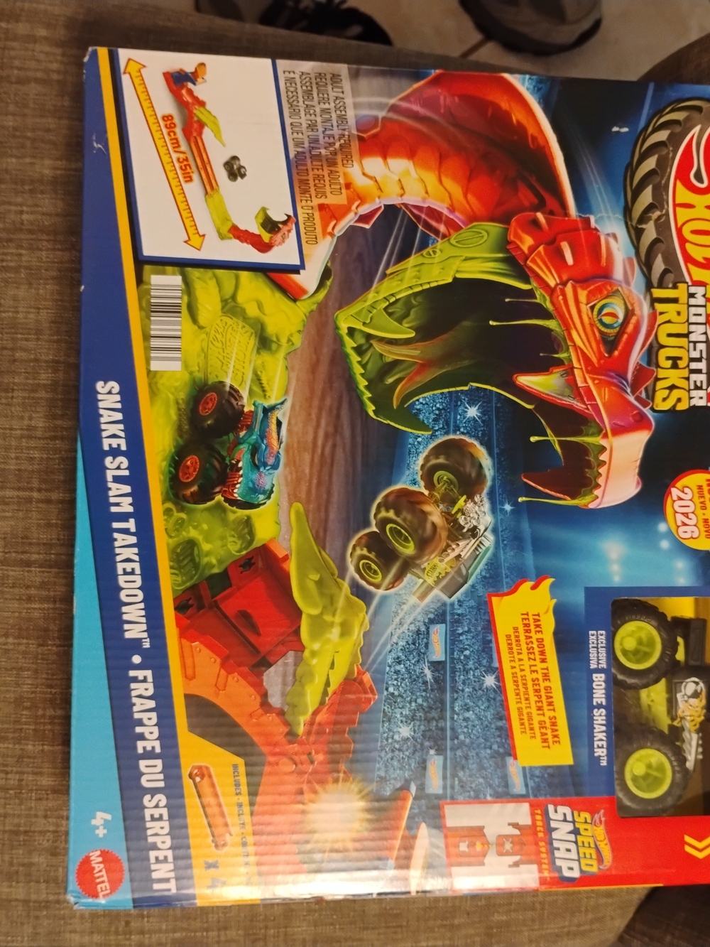 Hot Wheels Monster Trucks Snake Slam Takedown Playset - Green & Red